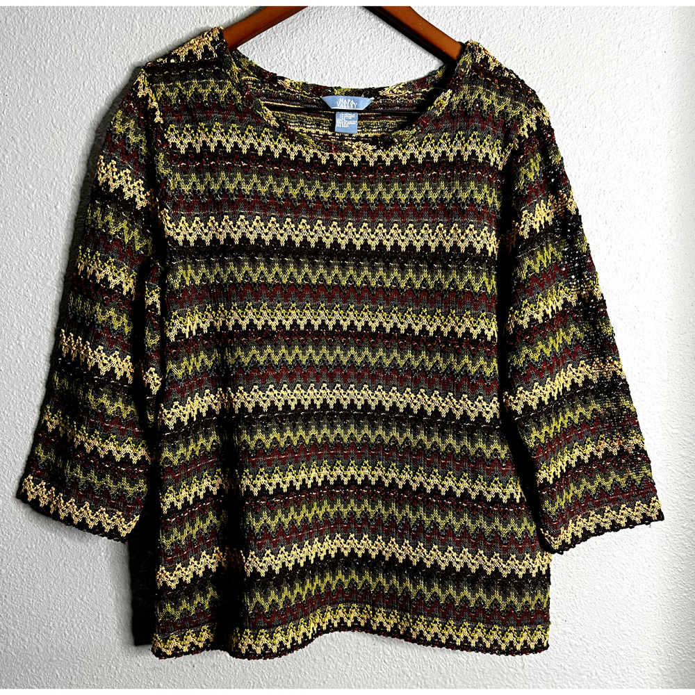 Napa Valley Sweater Womens Large Fall Color Boxy Cropped Cottagecore Grannycore